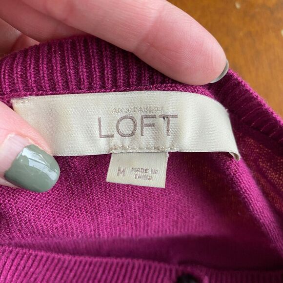 Ann Taylor Loft Classic Button Down Wool Viscose Blend Sweater Cardigan Womens M - Picture 3 of 4